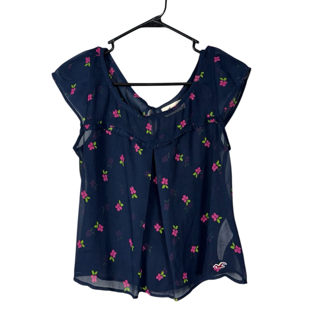 Vintage Y2K Hollister Womens Sheer Top Size Medium Floral Cottage Peasant